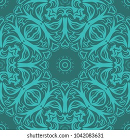 Beautiful geometric seamless pattern with floral decorative ornament. Vector illustration for design