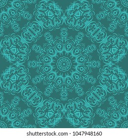 Beautiful geometric seamless pattern with floral decorative ornament. Vector illustration for design