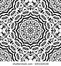 Beautiful geometric seamless pattern with floral decorative ornament. Vector illustration for design