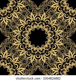 Beautiful geometric seamless pattern with floral decorative ornament. Vector illustration for design