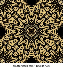 Beautiful geometric seamless pattern with floral decorative ornament. Vector illustration for design