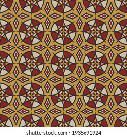 hermoso patrón geométrico sin costuras con motivos mexicanos. los triángulos negros, amarillos, rojos, beige, polígonos, rombos, segmentos se agrupan y se alinean en filas. vector
