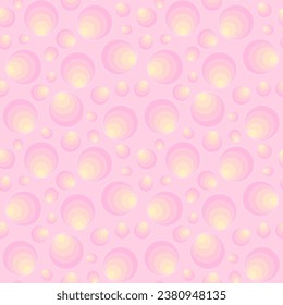 Beautiful geometric seamless pattern vector. Pink and yellow pastel-toned overlapping circles on pink background. Design for wallpaper, wrapping, paper, print, fabric, graphic, backdrop, banner, decor