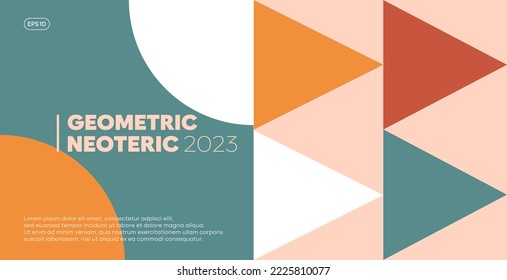 Beautiful geometric shape pattern background. Modern cover design template. Minimal page layout for posters, brochures, magazines, journals, prints, and book covers. Vector, 2023