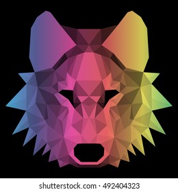 Beautiful geometric wolf. Nice low polygonal illustration