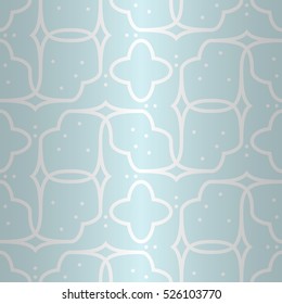 Beautiful geometrical seamless pattern background in liner style. Smooth mosaic repeatable backdrop. Colored, symmetric design for game, surface, wallpaper or other purpose. Classic tracery.