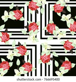 Beautiful geometricflowers and plants pattern background vector
