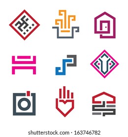 Beautiful geometry shape pixel in every human life logo graphic icon set