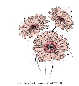 Beautiful gerbera. Vector illustration for a card or poster, print on clothes. Flowers.