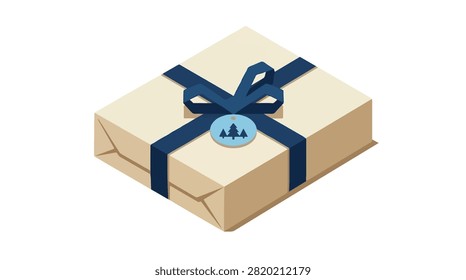 Beautiful gift box with blue ribbon and bow on white backdrop perfect for holiday, celebration, or special occasion gift packaging