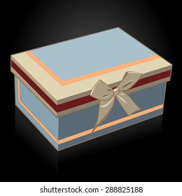 Beautiful gift box with a bow on a black background vector illustration