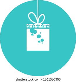 Schöne Geschenkbox in grünem Kreis Symbol. Muslimisches Community Festival Eid Mubarak mit hängenden Geschenkbox. Geschenke für muslimische Feiern. Vektorillustration-Illustration