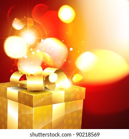 beautiful gift box on stylish red background