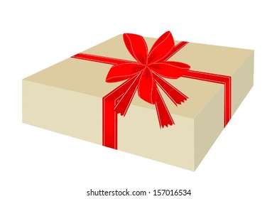 Beautiful Gift Box with Red Ribbon and Bow, A Perfect Gift or Present for Someone Special. 
