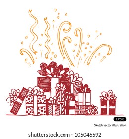 Beautiful gift boxes composition