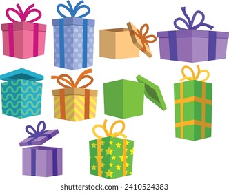 beautiful gift boxes on white background