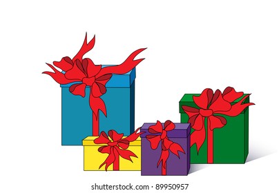 Beautiful gift boxes. Vector illustration