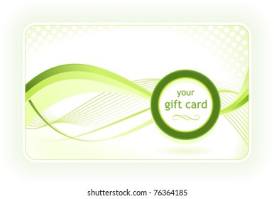 Beautiful gift / business card with wavy pattern in green. Vector