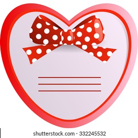 Beautiful gift card with red gift bow and heart