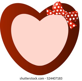 Beautiful gift card with red gift bow and heart