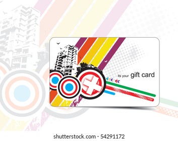 Beautiful gift card with urban concept, vector illustration.