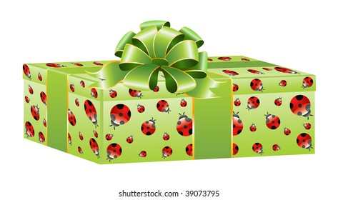  beautiful gift with a large bow on a white background for christmastides