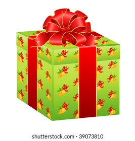  beautiful gift with a large bow on a white background for christmastides