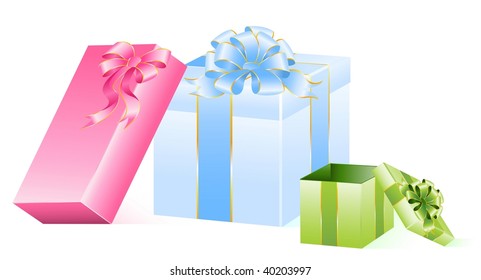  beautiful gift with a large bow on a white background for christmas