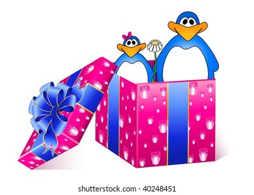 beautiful gift with a large bow on a white background for christmas
