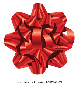 Beautiful gift red bow on white background.