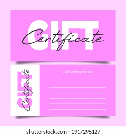 Beautiful gift voucher template, vector illustration. Inscription in calligraphic script. Financial document to attract customers