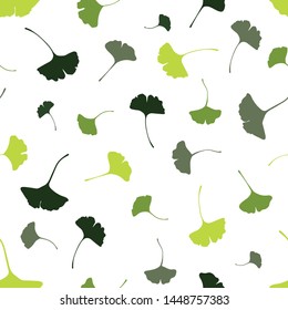 Beautiful Ginkgo leaves seamless pattern, natural green autumn background - great for fashion prints, health and beauty products, wallpapers, backdrops, banners - vector surface design