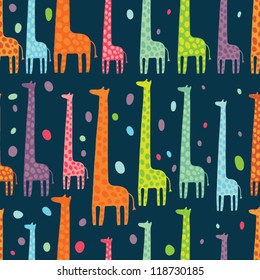 beautiful giraffes seamless pattern