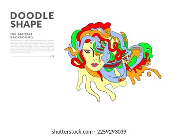 Beautiful girl abstract expression, doodles shape colorful hand drawing. Suitable to poster, backround, wallpaper, clothes vector, and other design work!