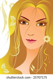 a beautiful girl adorned hairs flowers