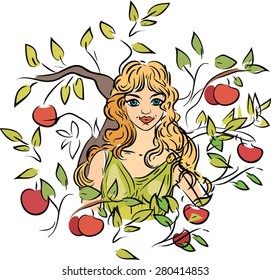 Beautiful girl with apples