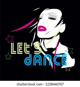 Beautiful girl background. Dancing woman. Music, club, party. - Vector