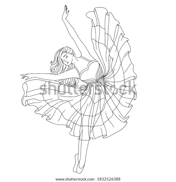 Beautiful Girl Ballerina Dance Dancing Ballerina Stock Vector Royalty Free 1832526388 