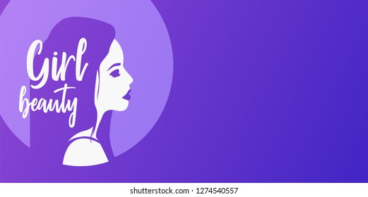 
Beautiful girl banner. Gradient 
silhouette. Girl Vector