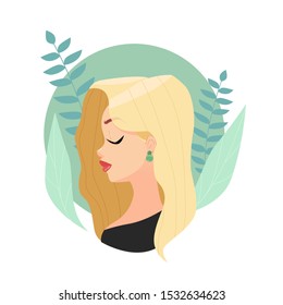 Beautiful girl with blond hair. Vector illustration.