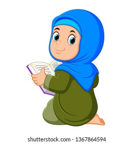 the beautiful girl with blue veil is holding al quran