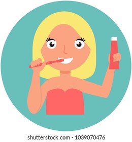 Beautiful Girl Brushing her Teeth
