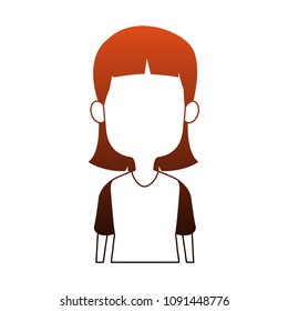 Beautiful girl cartoon in orange and white colors