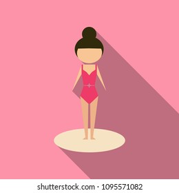 Beautiful girl in Color Bathing Suit . Cartoon Women in Swimsuit illustration for Your Design