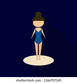 Beautiful girl in Color Bathing Suit . Cartoon Women in Swimsuit illustration for Your Design