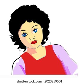 beautiful girl color drawing white background