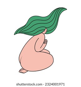 Beautiful girl. The concept of body positivity, feminism, strength, love, beauty. Vector flat illustration isolated background.