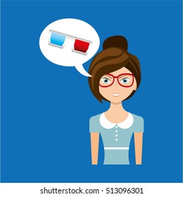 beautiful girl concept cinema movie glasses icon vector illustration eps 10