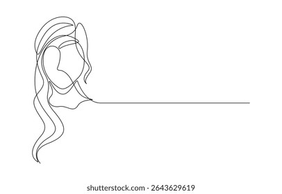 Beautiful Girl continuous line art drawing