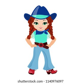 Beautiful Cowgirl Isolated On White Background Stock Vector (Royalty ...